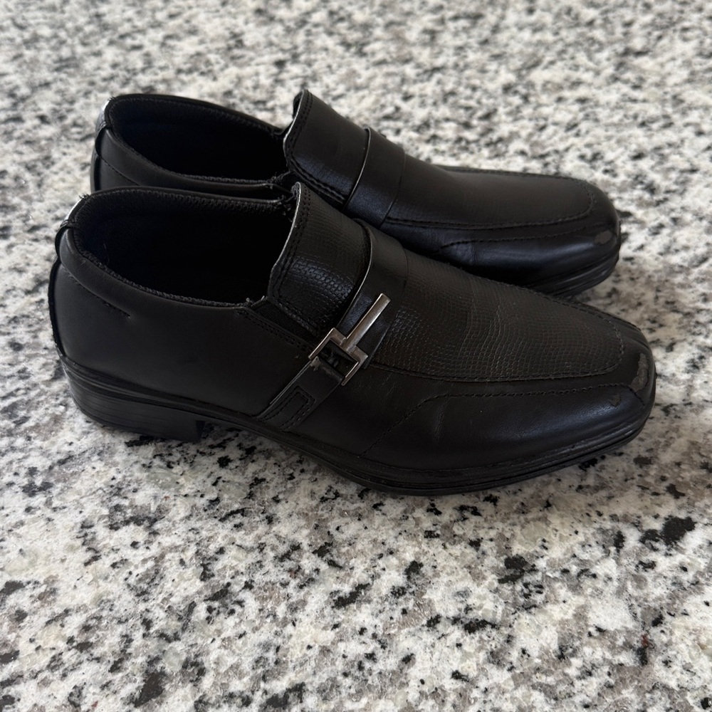 Kids Black Slip-On Dress Loafers